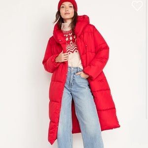 Old Navy Red Gorpcore Long Line Warm Cozy Winter Puffer Quilted Warm Coat XL